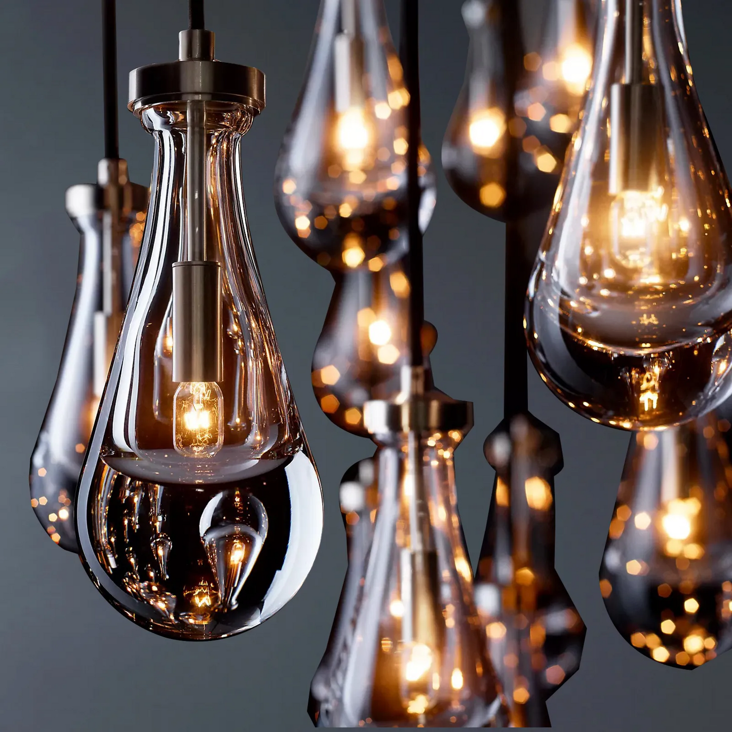Raindrop Linear 5-Light Chandelier with Cord