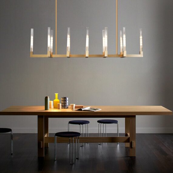 Cannel-Coal Linear Chandelier 55″