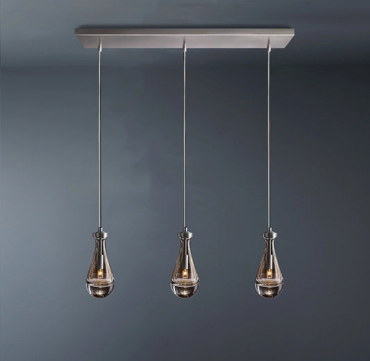 Raindrop Linear 3-Light Chandelier with Rod