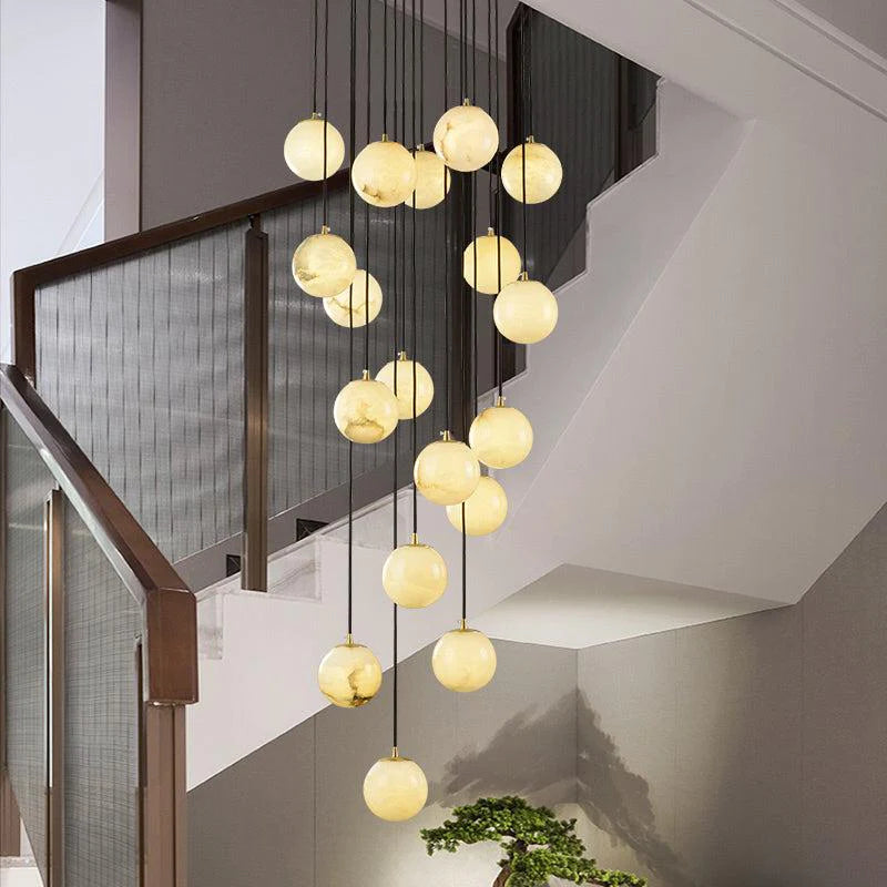 Roden Alabaster Global Chandelier For Staircase