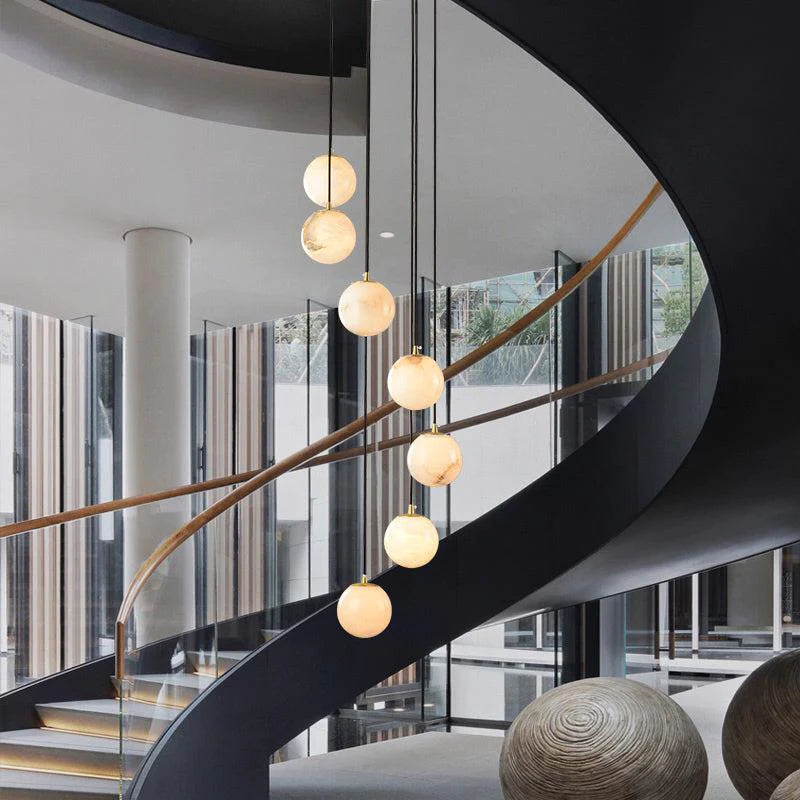 Roden Alabaster Global Chandelier For Staircase