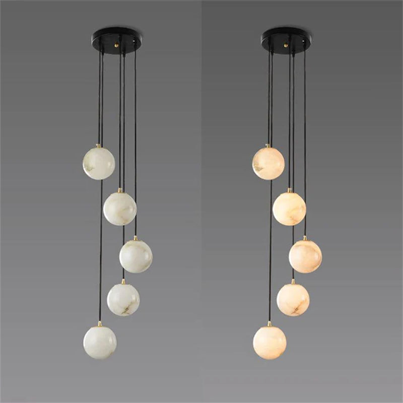 Roden Alabaster Global Chandelier For Staircase
