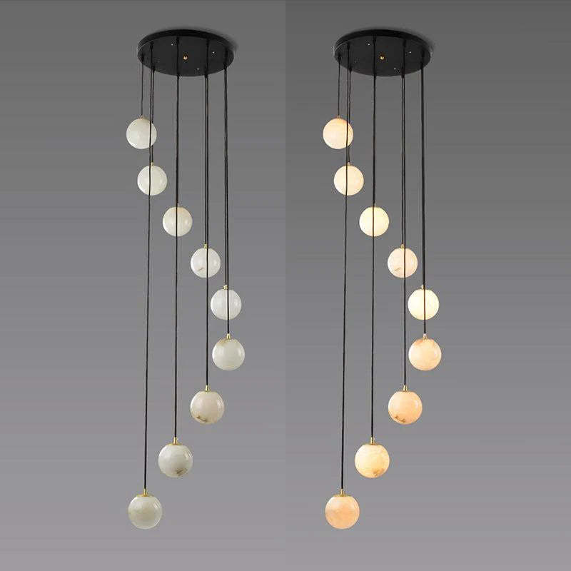 Roden Alabaster Global Chandelier For Staircase