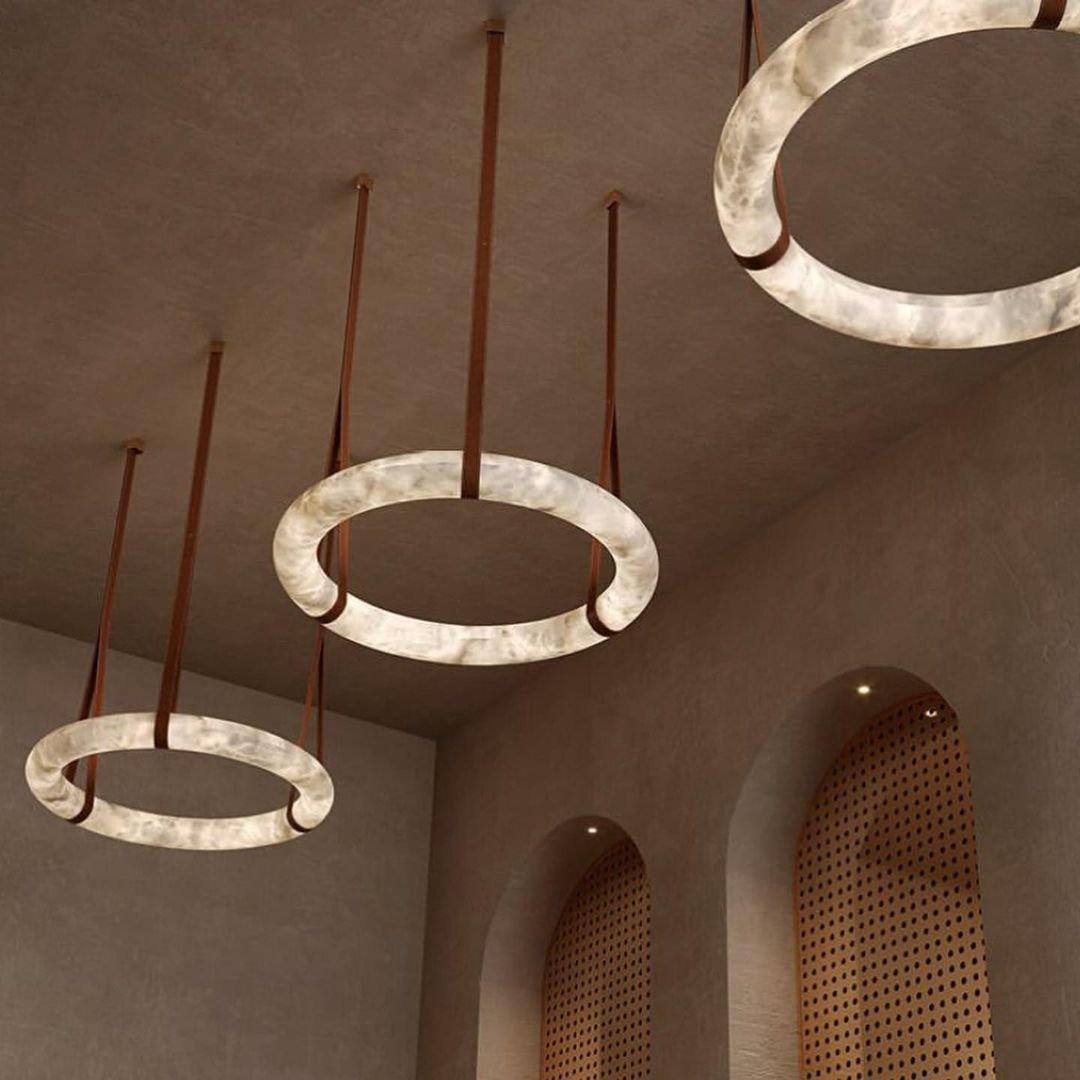 Rounded Ring Pendant Alabaster Chandelier
