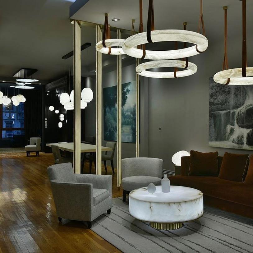 Rounded Ring Pendant Alabaster Chandelier