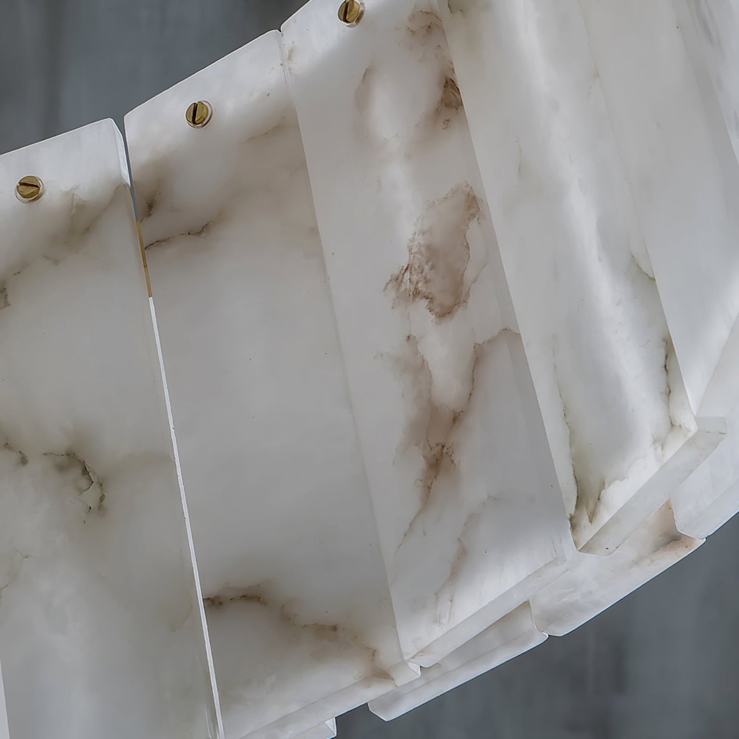 Two layers round Alabaster Chandelier