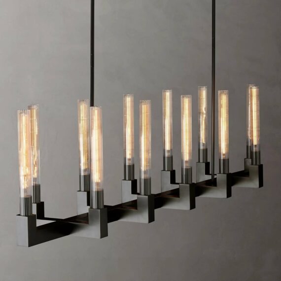 Cannel-Coal Linear Chandelier 55″