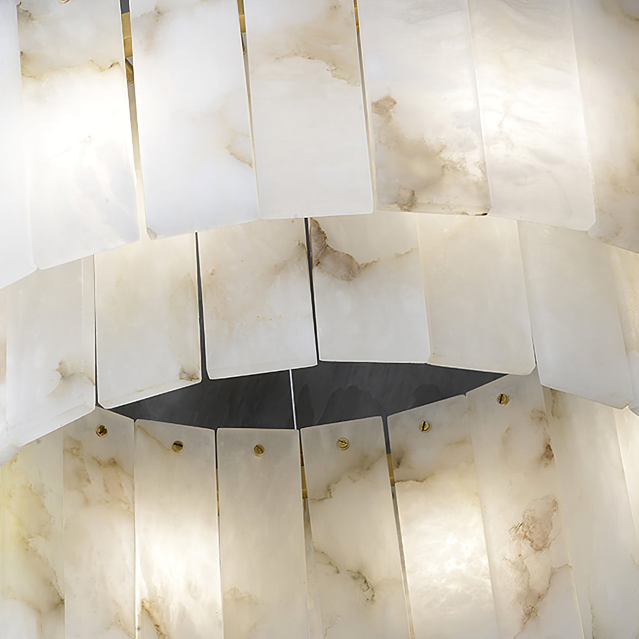 Two layers round Alabaster Chandelier