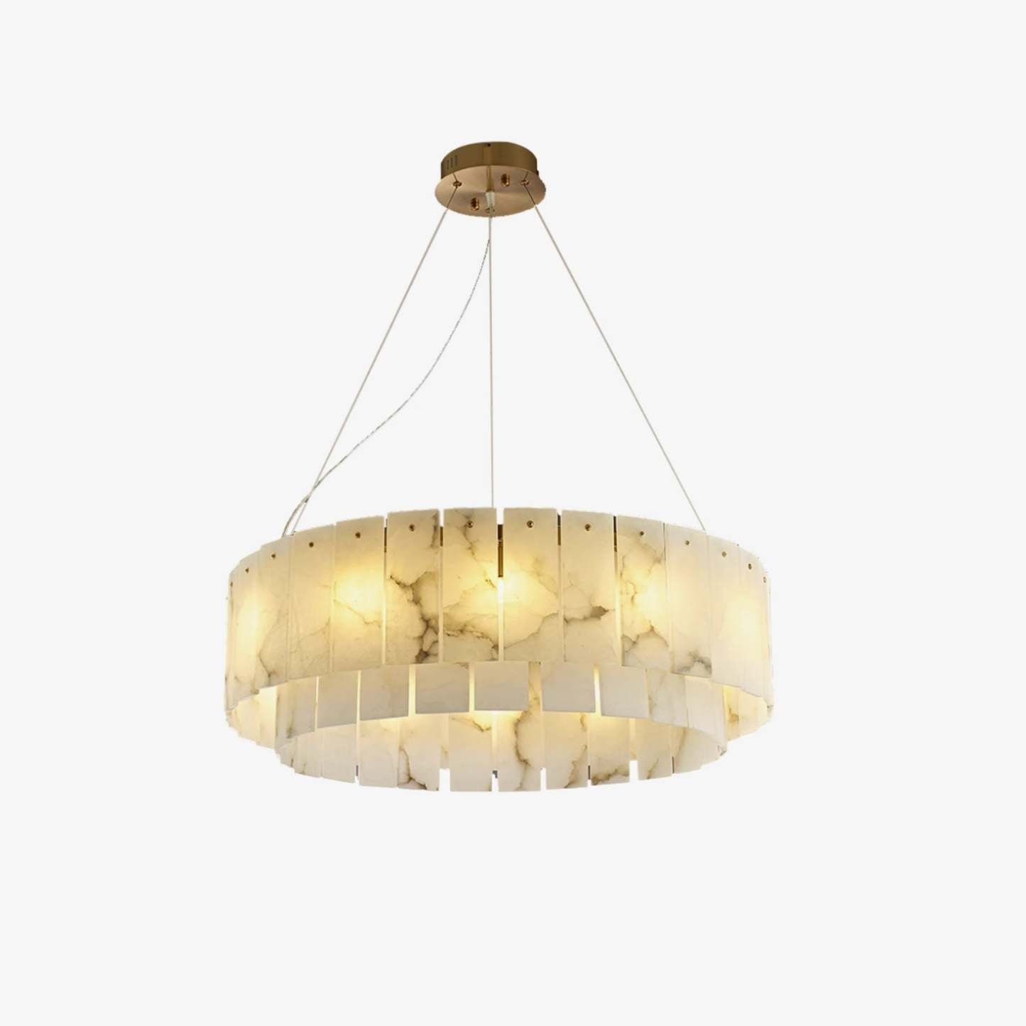 Two layers round Alabaster Chandelier