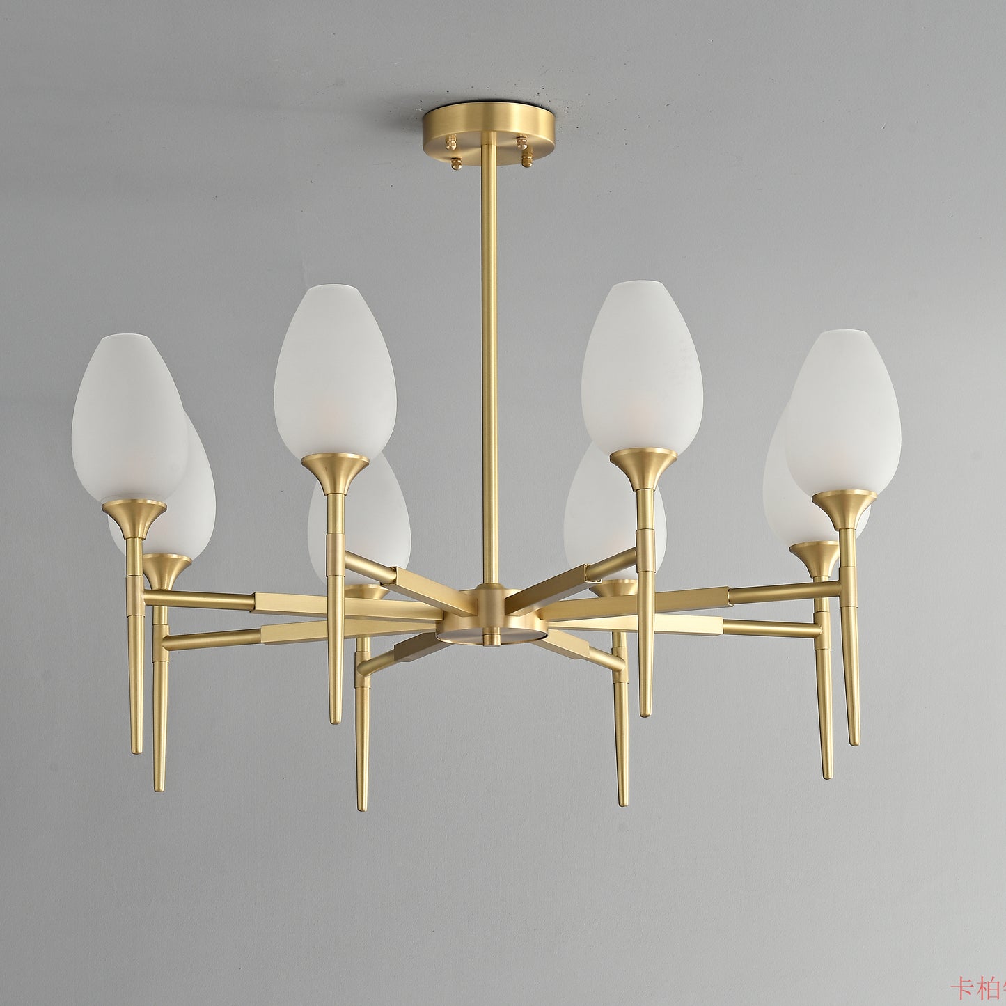 8 lights Round bud glass shade Brass chandelier