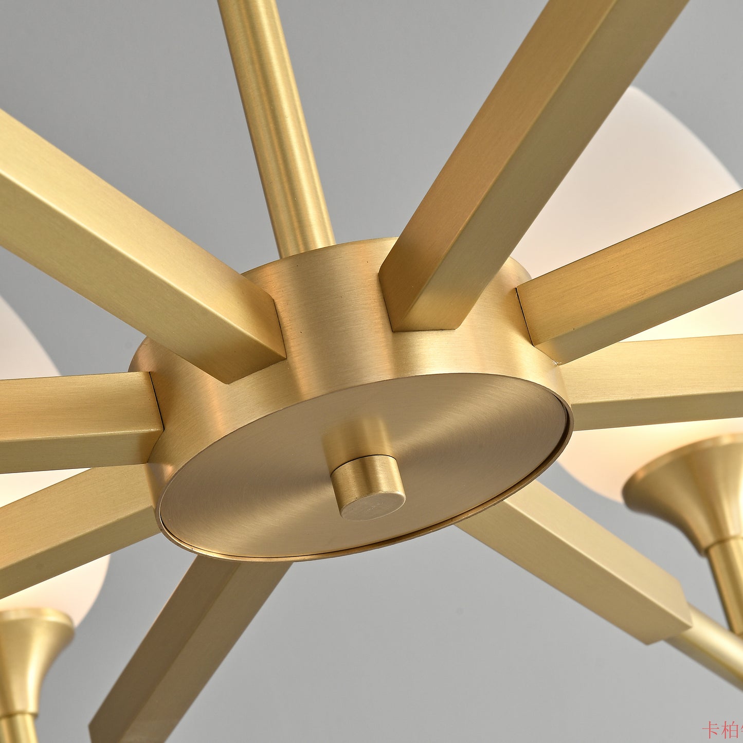 8 lights Round bud glass shade Brass chandelier