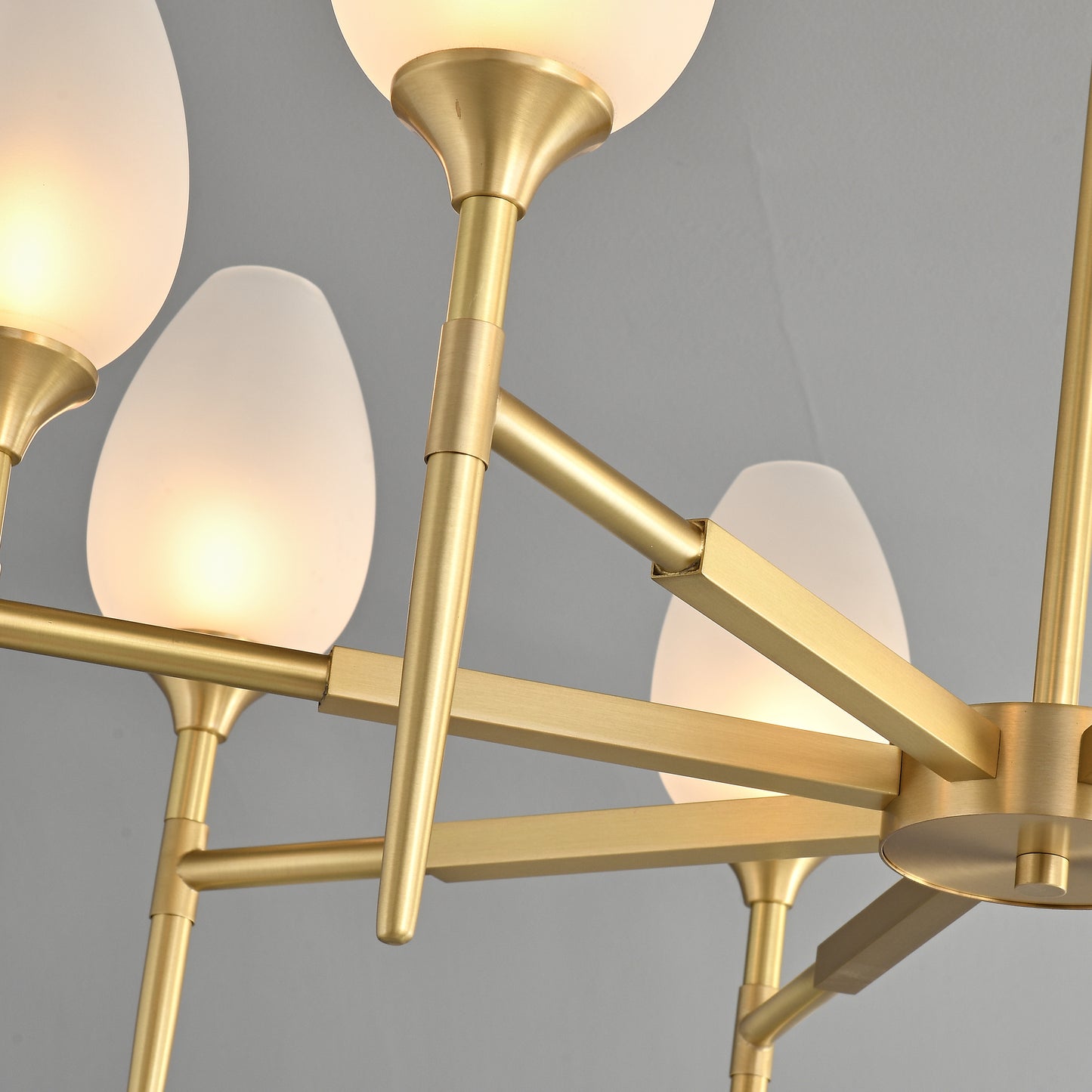 8 lights Round bud glass shade Brass chandelier