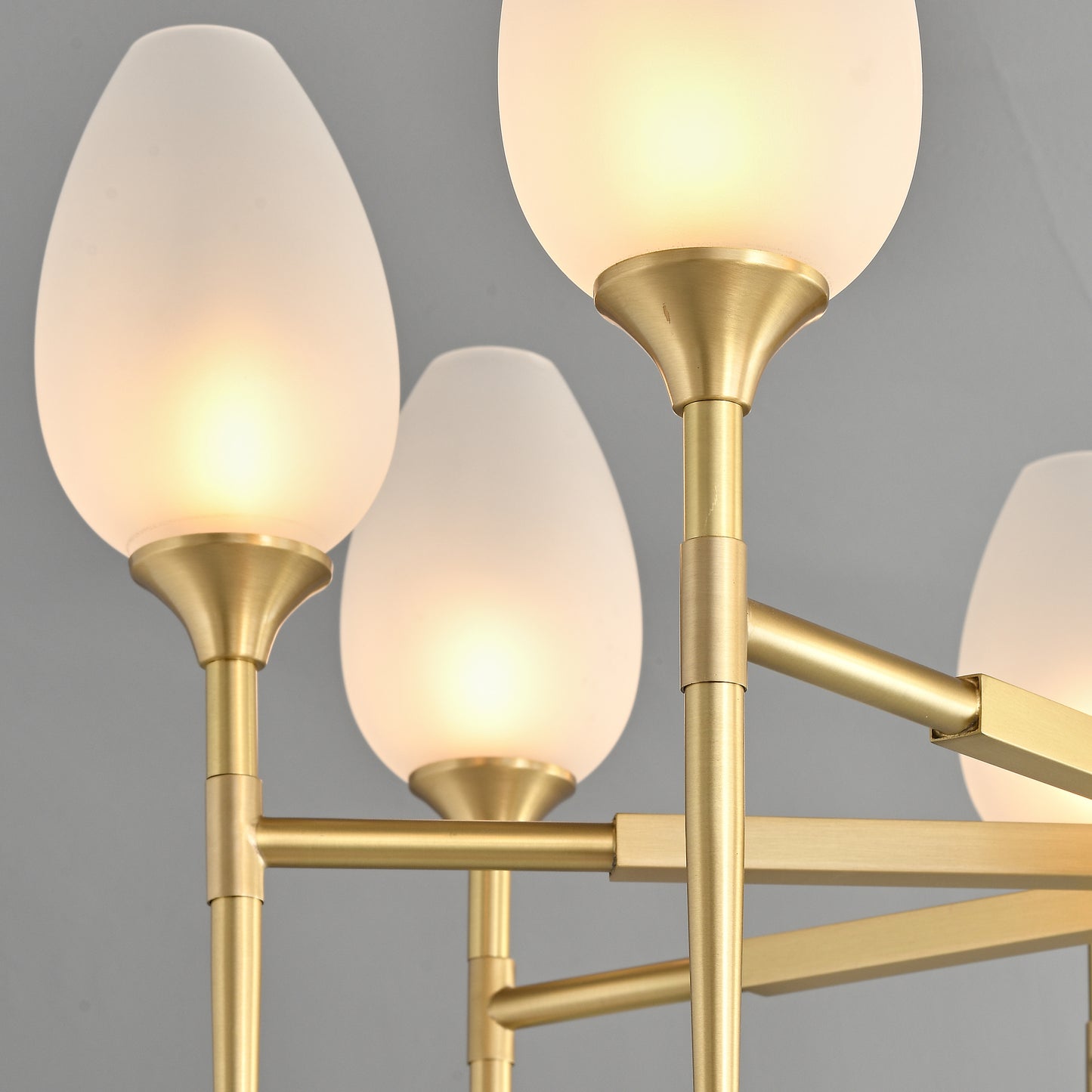 8 lights Round bud glass shade Brass chandelier