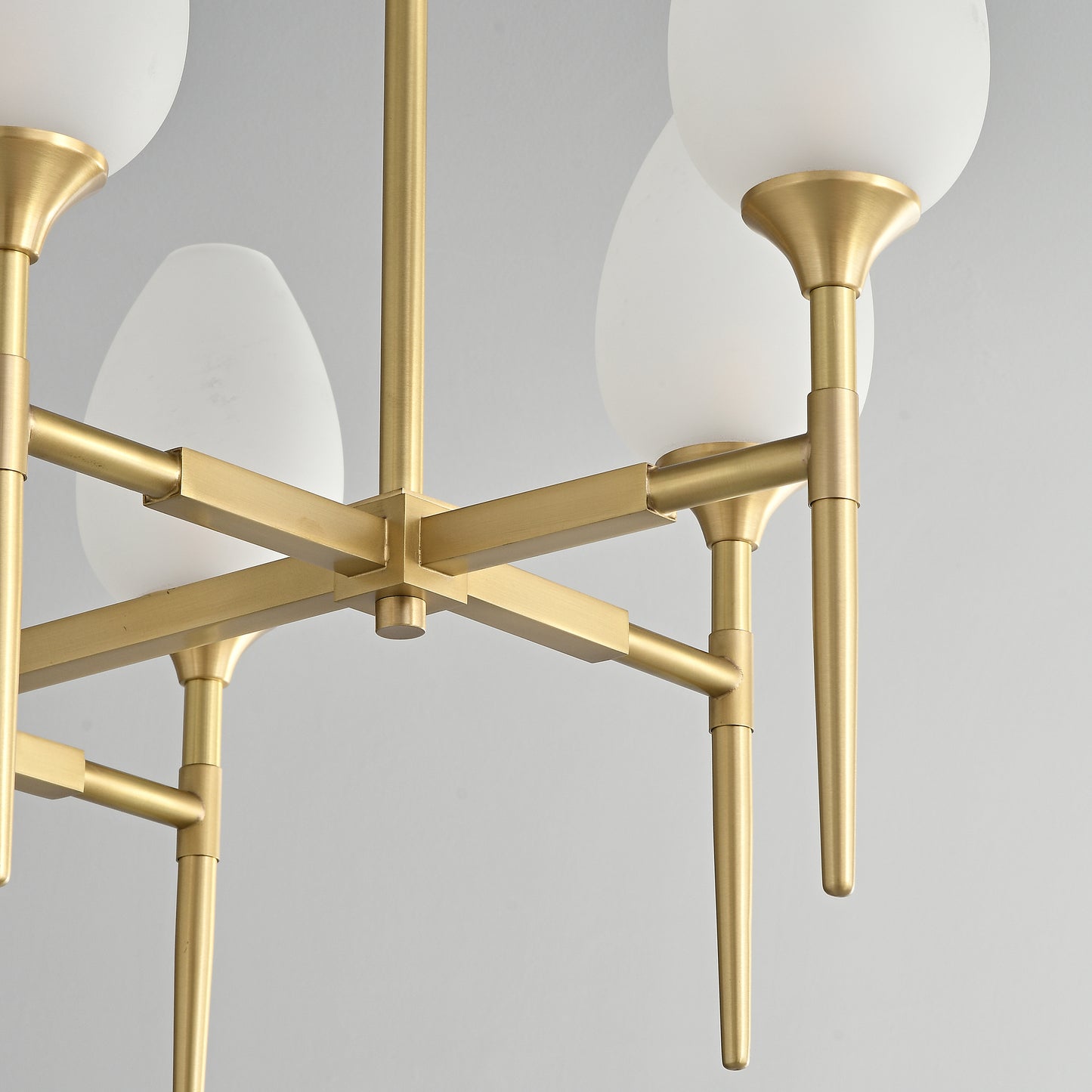 8 lights long brass chandelier with glass shade for dinning table