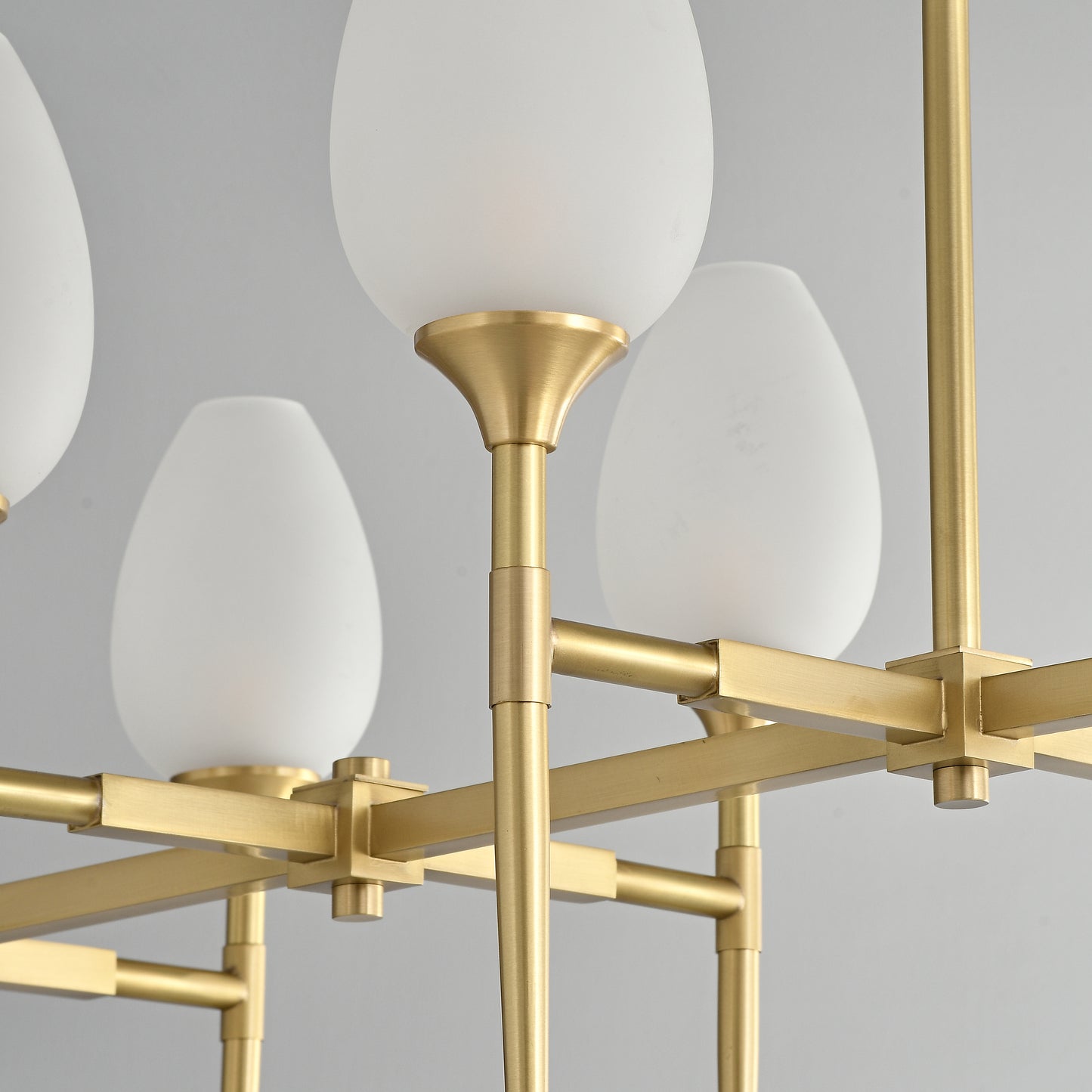 8 lights long brass chandelier with glass shade for dinning table