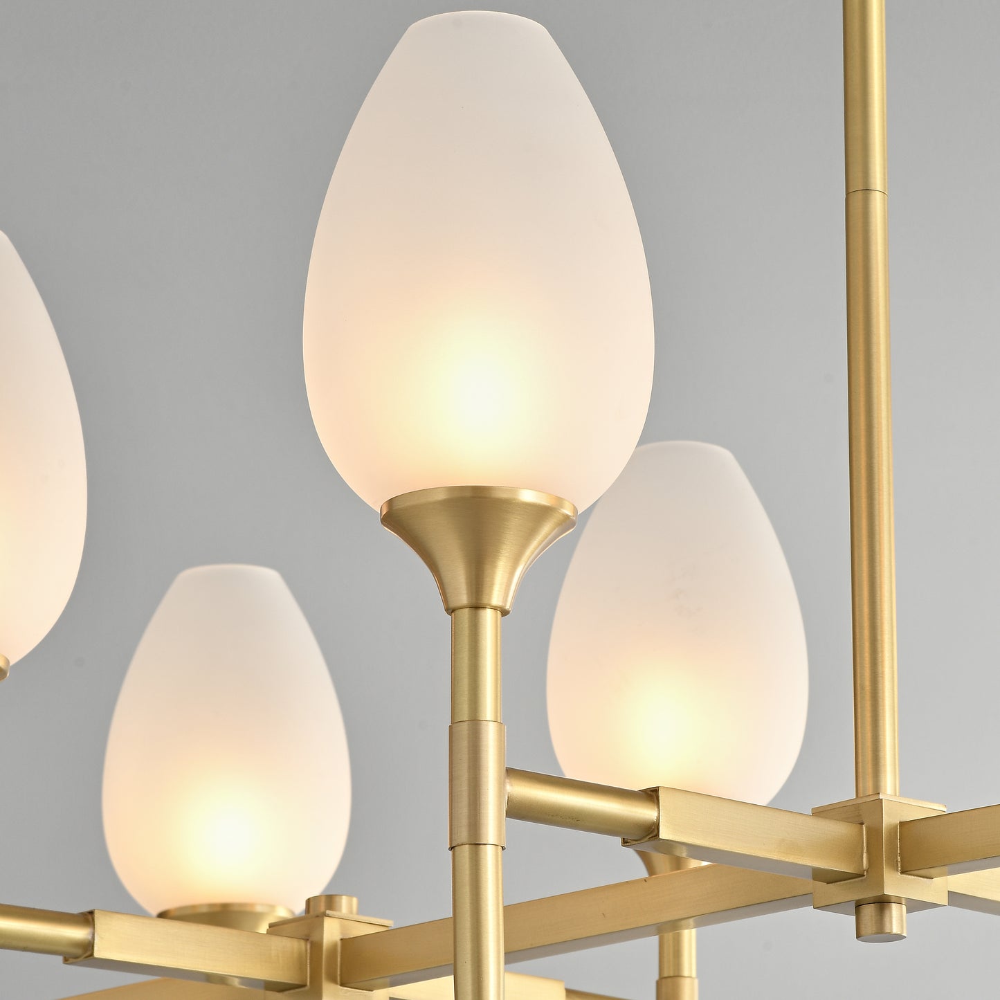 8 lights long brass chandelier with glass shade for dinning table