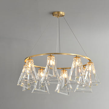 8 lights round triangle crystal brass chandelier for kitchen Island