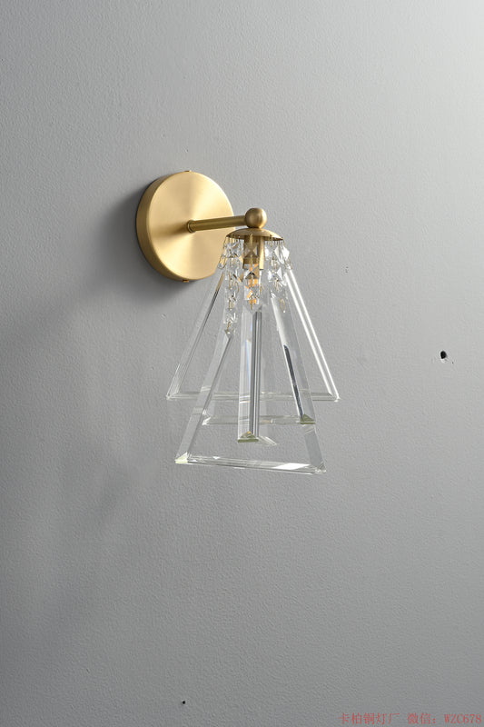 1 Light Triangle crystal brass wall sconce