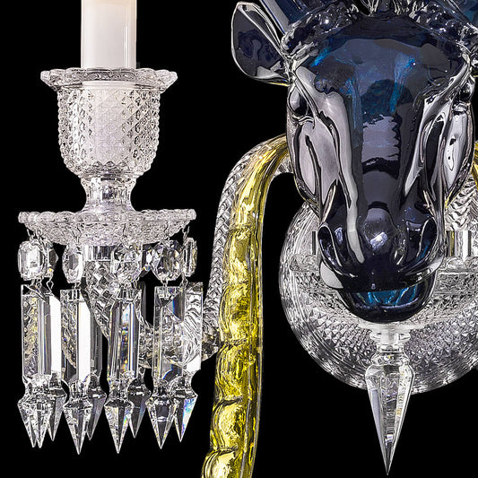 Baccarat Blue deer crystal wall sconce