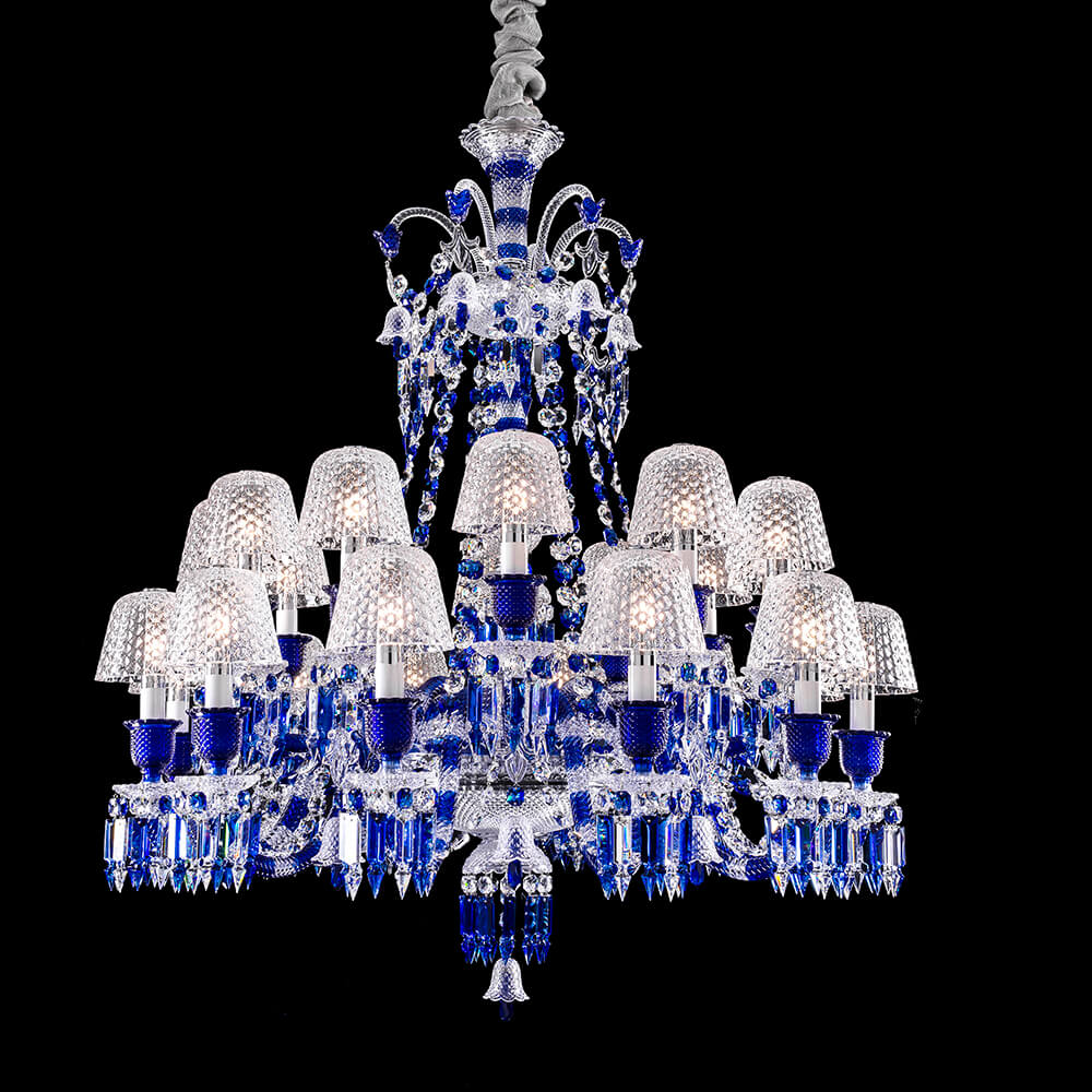 Baccarat 24 lights Zenith FAUNACRYSTOPOLIS CHANDELIER BLUE