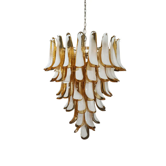 Vintage Murano Caramel Glass Petals Chandelier