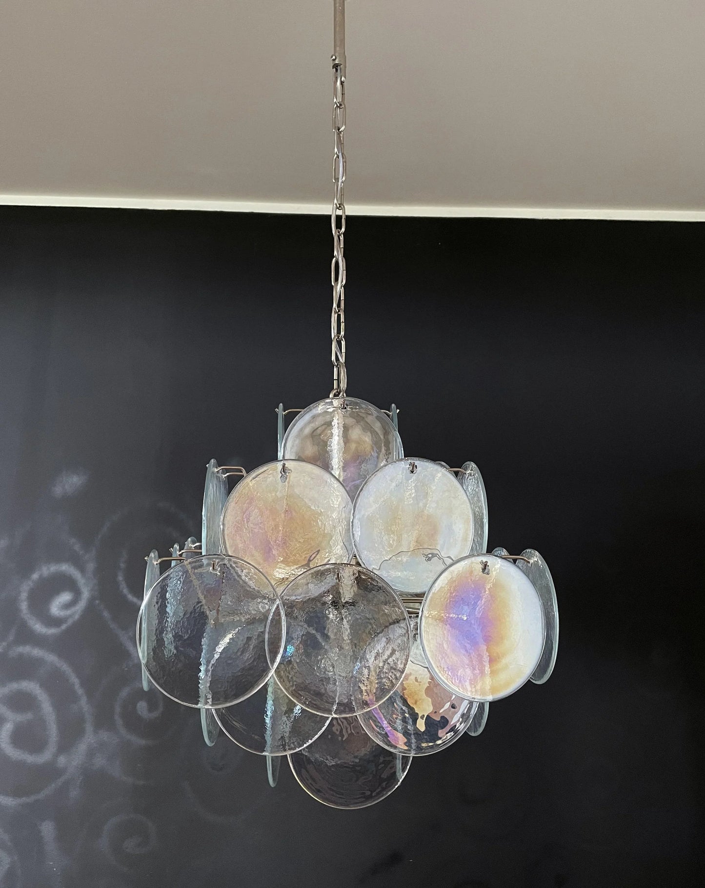 Vintage Murano Iridescent Disks Chandelier