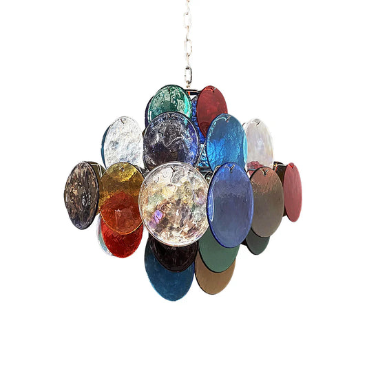Vintage Murano Multicolored Disks Chandelier