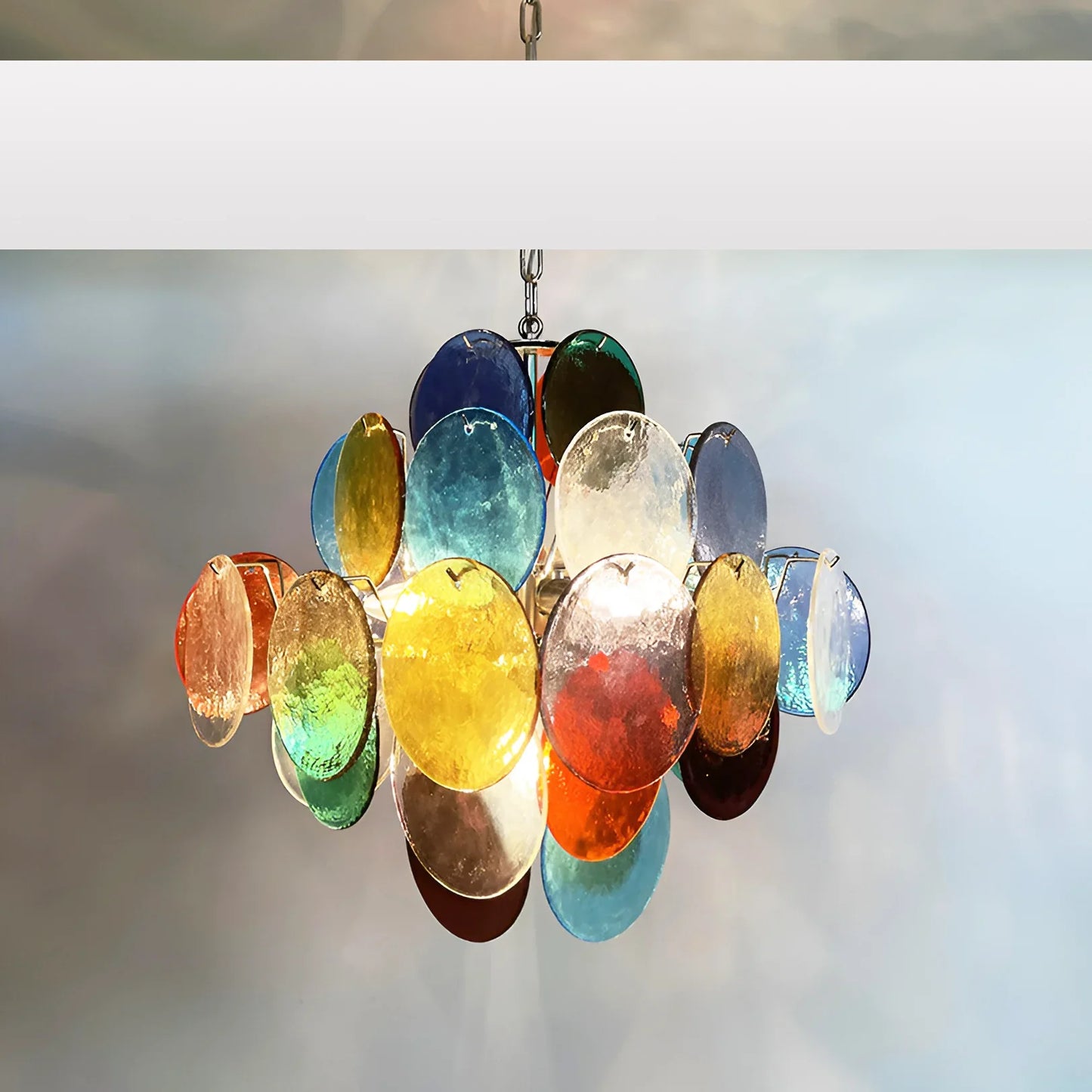 Vintage Murano Multicolored Disks Chandelier