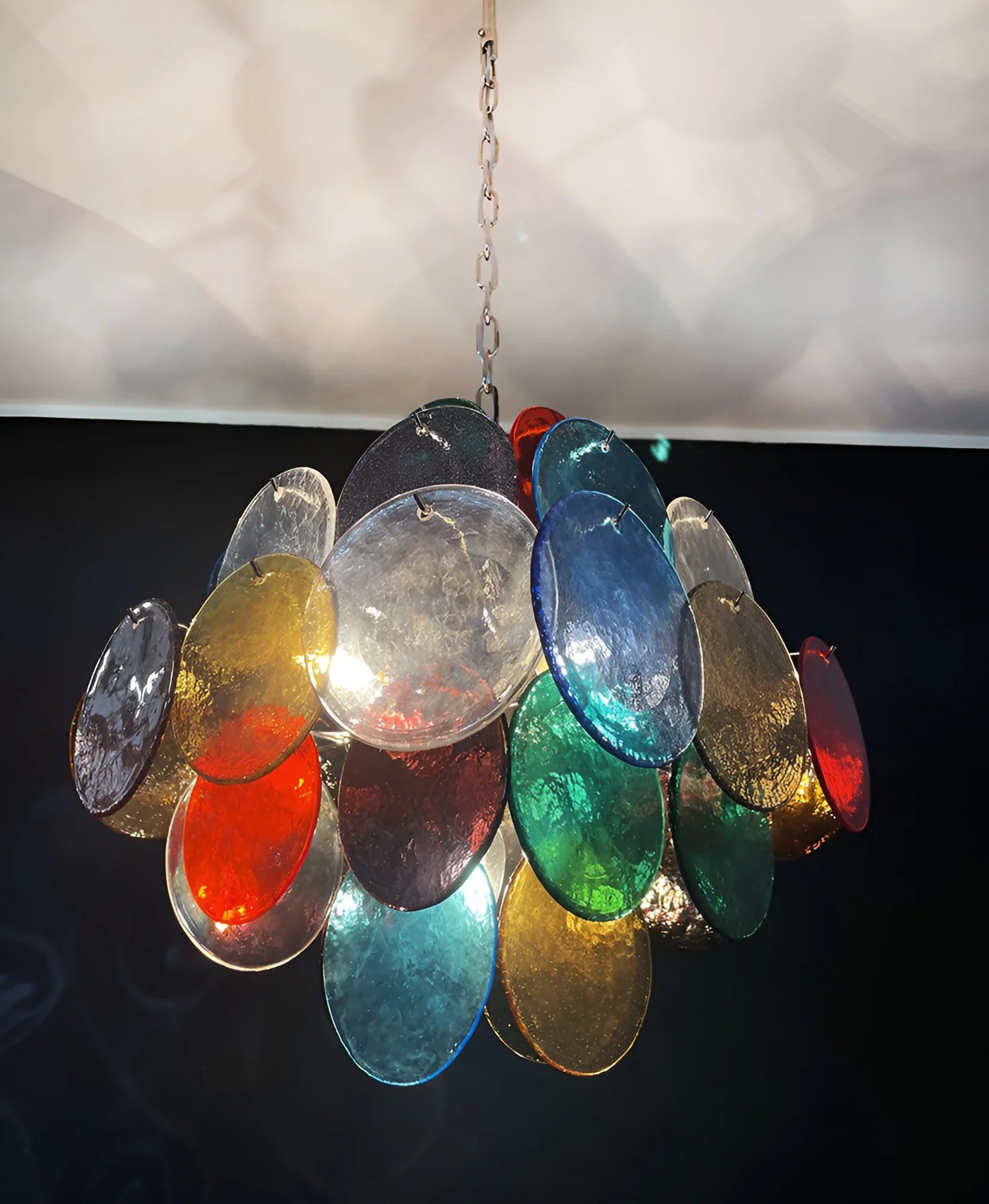 Vintage Murano Multicolored Disks Chandelier