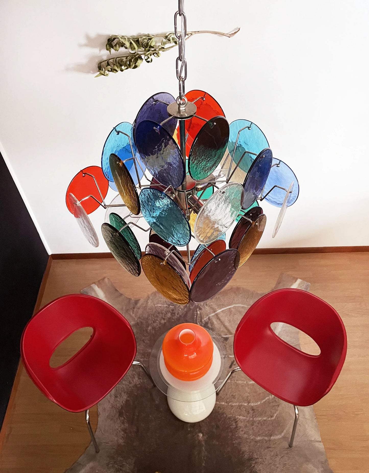 Vintage Murano Multicolored Disks Chandelier