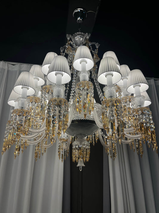 24 Lights ZÉNITH CHARLESTON CHANDELIER with Fabric Shade